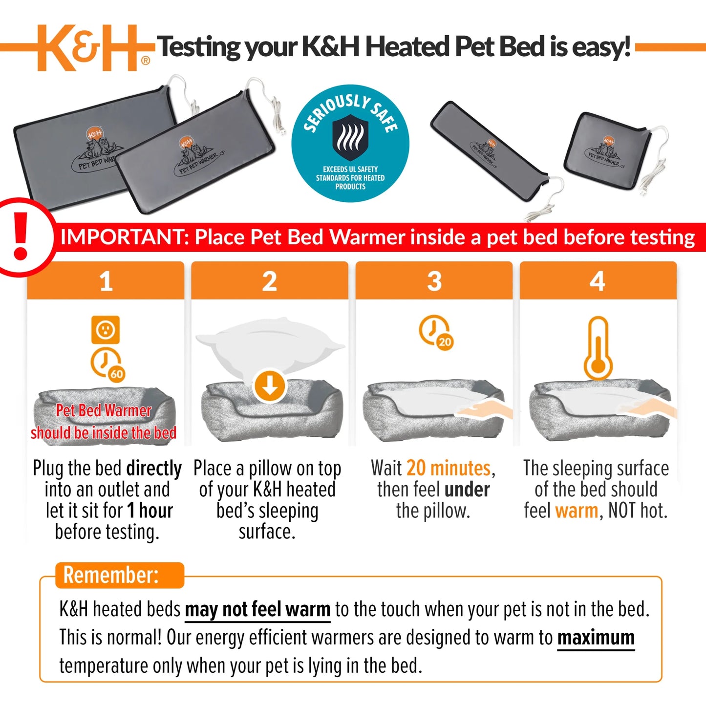 Pet Bed Warmer for Cats & Dogs Gray Medium 5.5 X 20 Inches