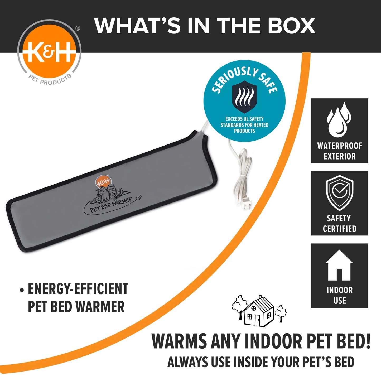 Pet Bed Warmer for Cats & Dogs Gray Medium 5.5 X 20 Inches