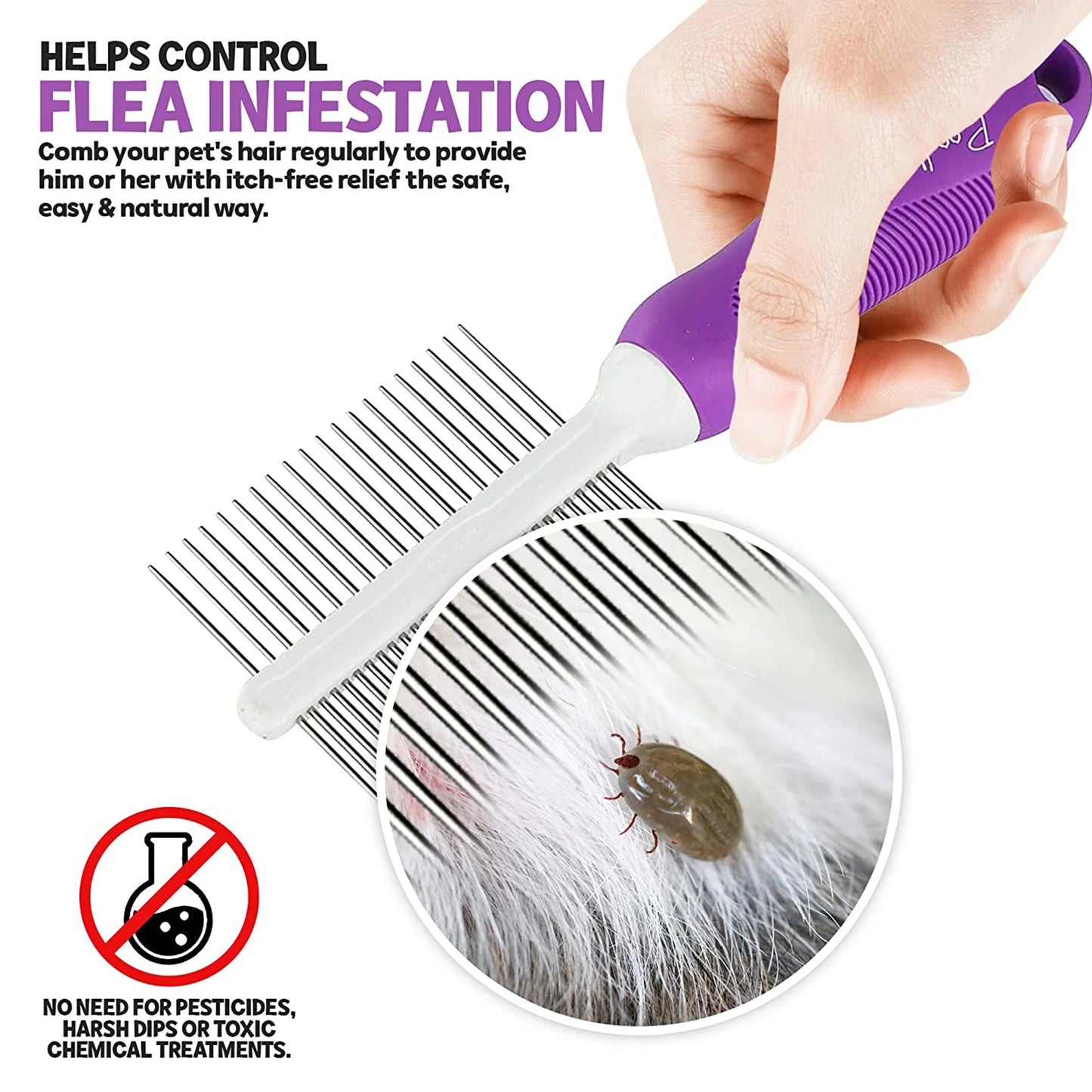 Double-Sided Stainless Steel Dog & Cat Pet Comb Grooming Hair Tool