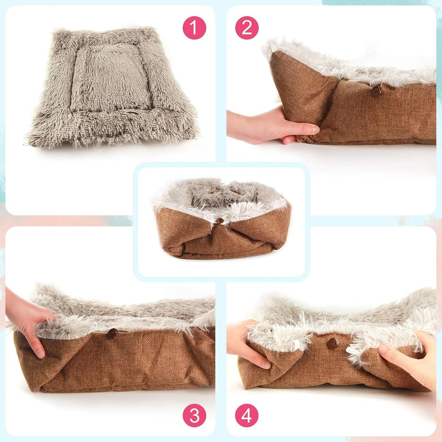 Cat Bed Self Warming, Foldable Self Heated Cat Mat with Removable Cover Heating Pad 24 X 20 Inch Extra Warm Thermal Pet Pad for Indoor Outdoor Cats, Non-Slip Bottom Washable Non Electric