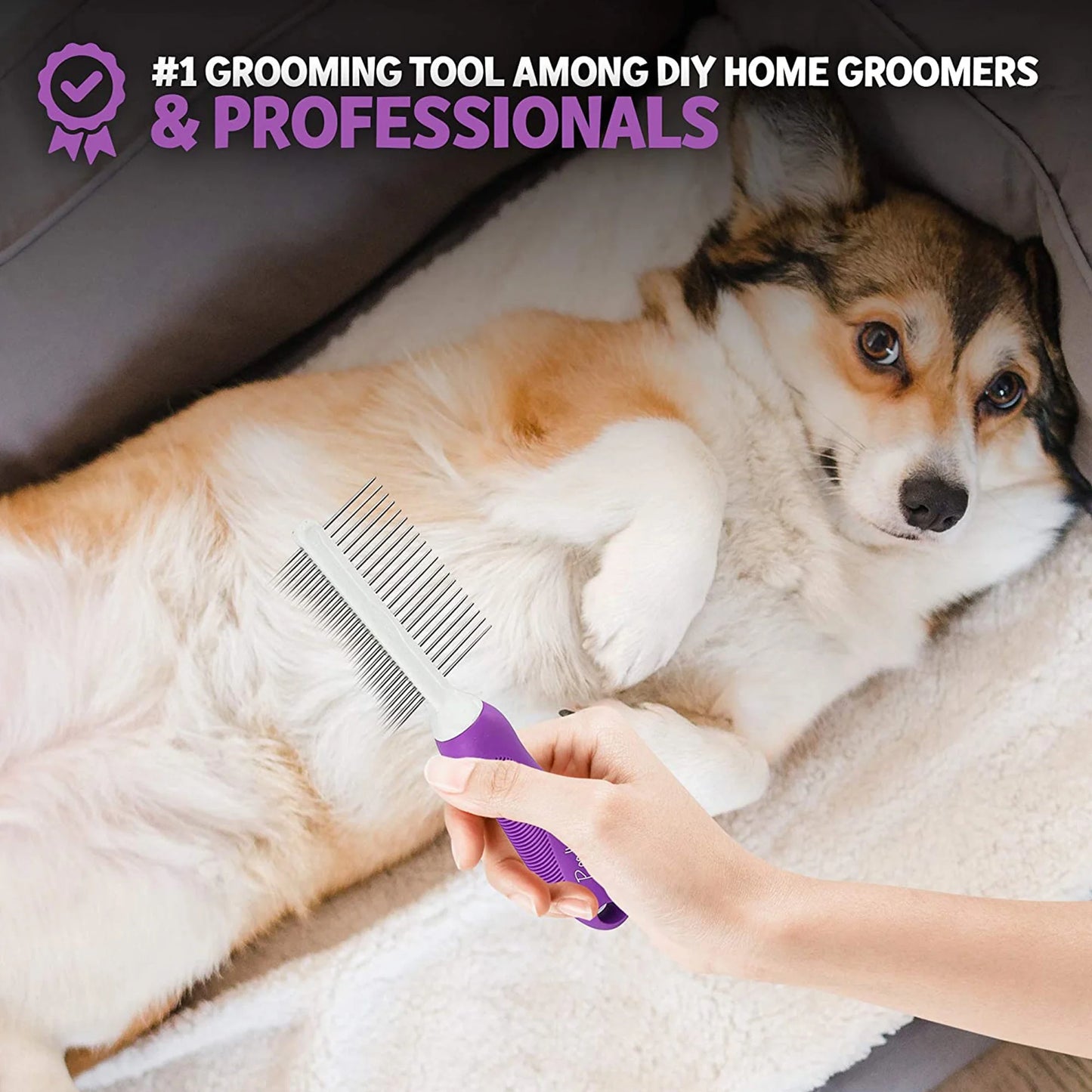 Double-Sided Stainless Steel Dog & Cat Pet Comb Grooming Hair Tool