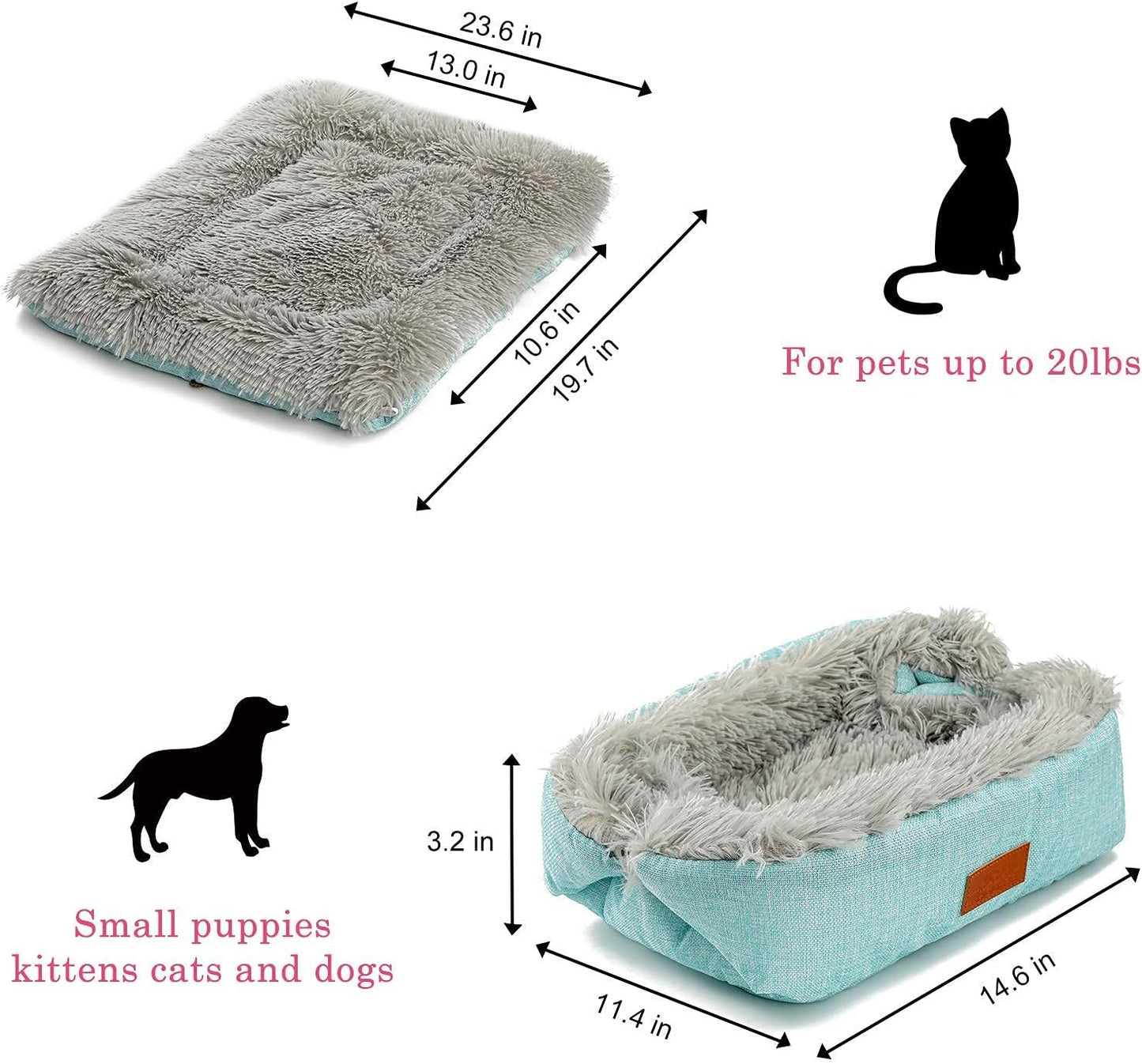 Cat Bed Self Warming, Foldable Self Heated Cat Mat with Removable Cover Heating Pad 24 X 20 Inch Extra Warm Thermal Pet Pad for Indoor Outdoor Cats, Non-Slip Bottom Washable Non Electric