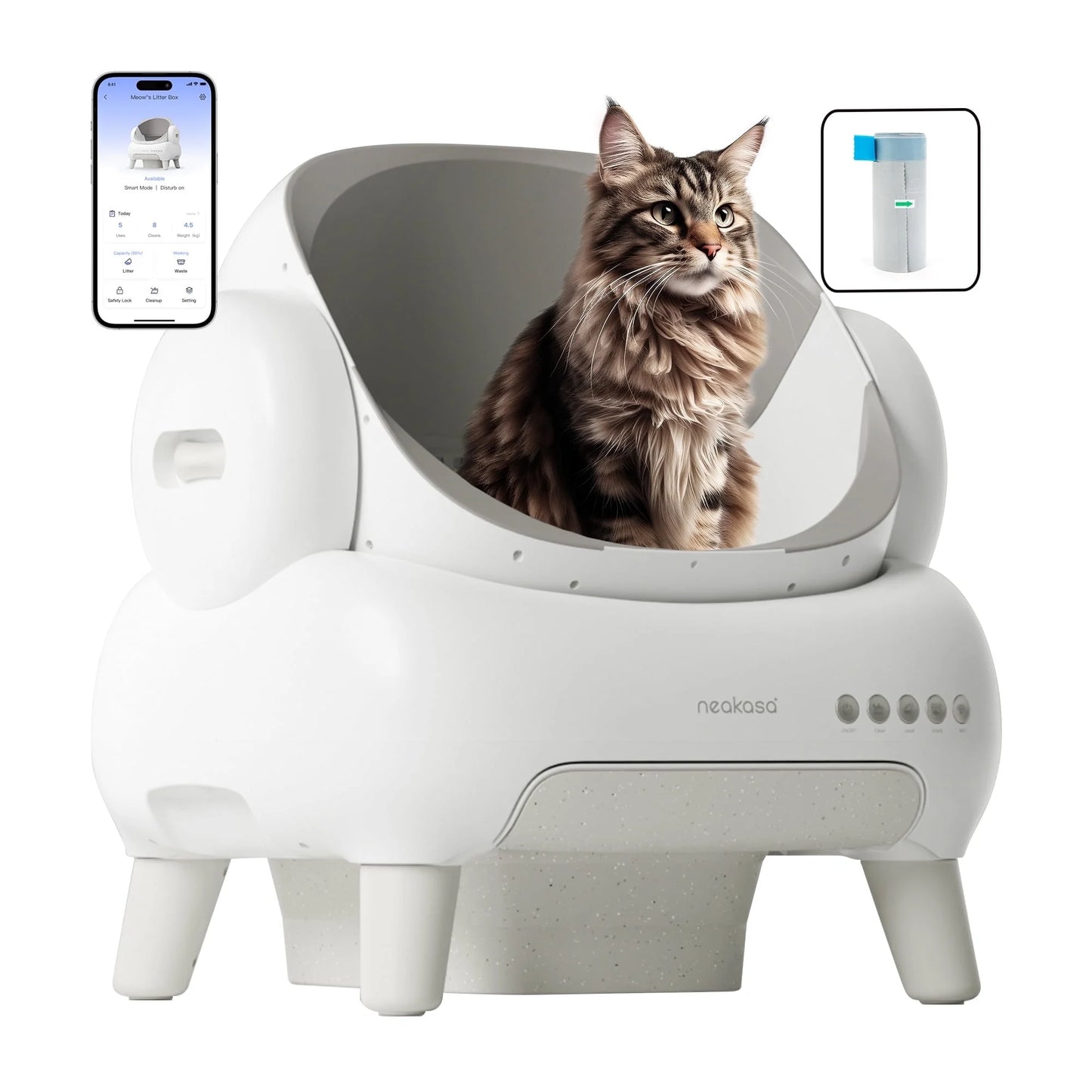 M1 Lite Self Cleaning Cat Litter Box, Open-Top Large Automatic Cat Litter Tray with APP Control,Odor-Free Waste Disposal,White