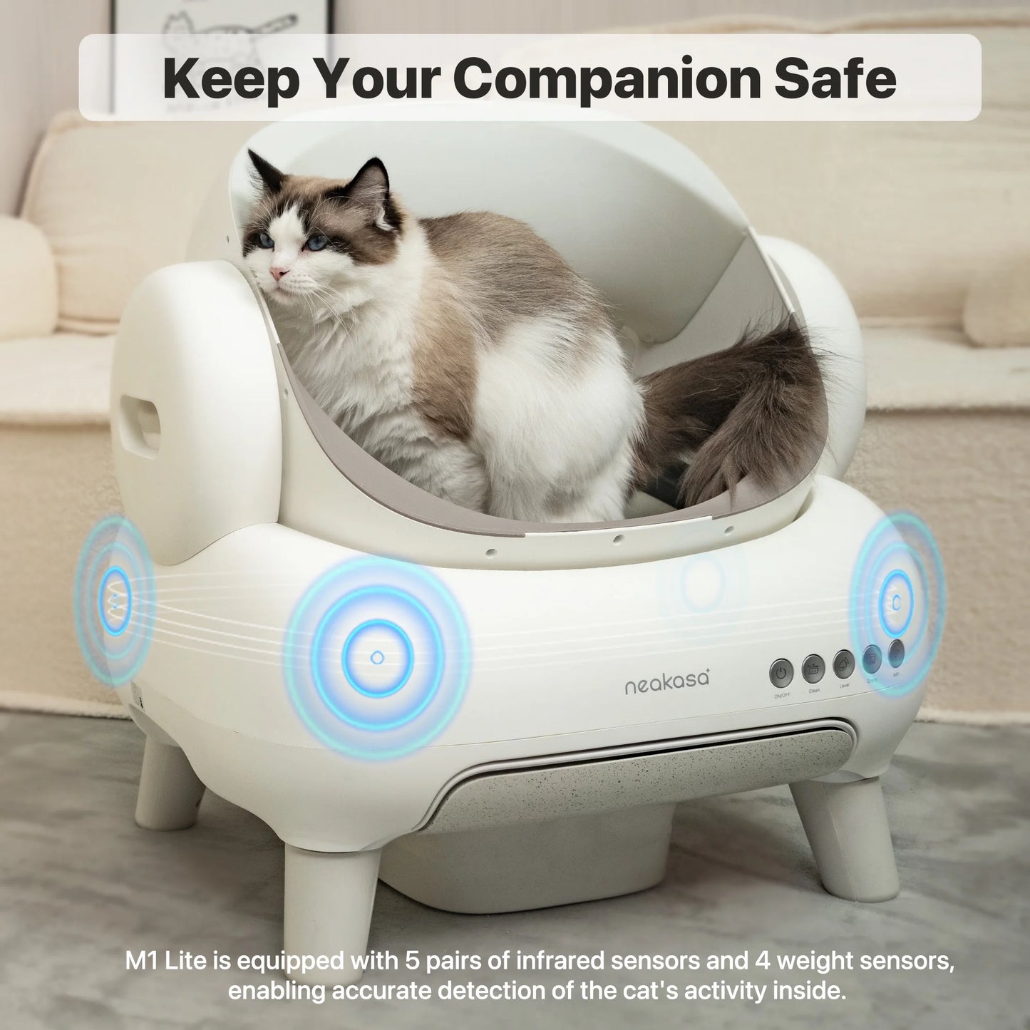 M1 Lite Self Cleaning Cat Litter Box, Open-Top Large Automatic Cat Litter Tray with APP Control,Odor-Free Waste Disposal,White