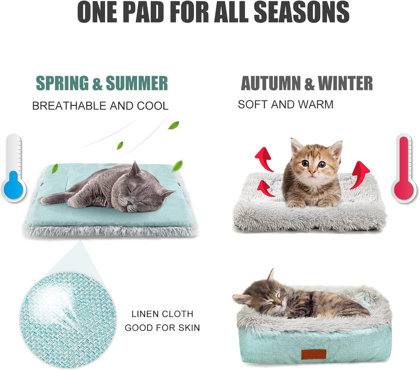 Cat Bed Self Warming, Foldable Self Heated Cat Mat with Removable Cover Heating Pad 24 X 20 Inch Extra Warm Thermal Pet Pad for Indoor Outdoor Cats, Non-Slip Bottom Washable Non Electric