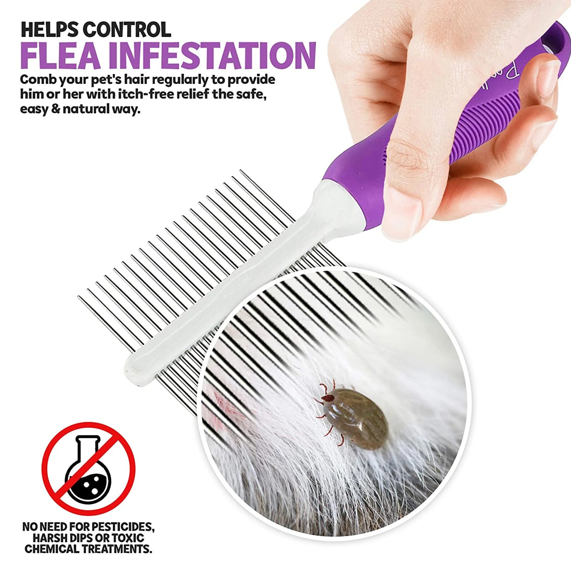 Double-Sided Stainless Steel Dog & Cat Pet Comb Grooming Hair Tool