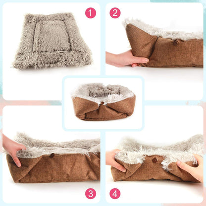 Cat Bed Self Warming, Foldable Self Heated Cat Mat with Removable Cover Heating Pad 24 X 20 Inch Extra Warm Thermal Pet Pad for Indoor Outdoor Cats, Non-Slip Bottom Washable Non Electric
