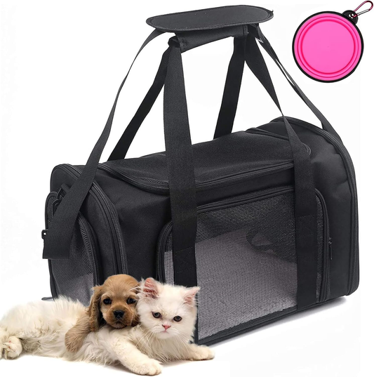 Portable Pet Carrier Bag – Airline-Approved, Foldable & Breathable (Black)