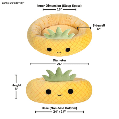 30 Inch Pineapple Pet Bed - Large Ultrasoft Official  Plush Pet Bed