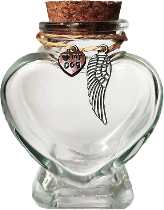 Pet Memorial Bottle for Fur Keepsake - Dog Cat Hair Urn Remembrance Gift Jar