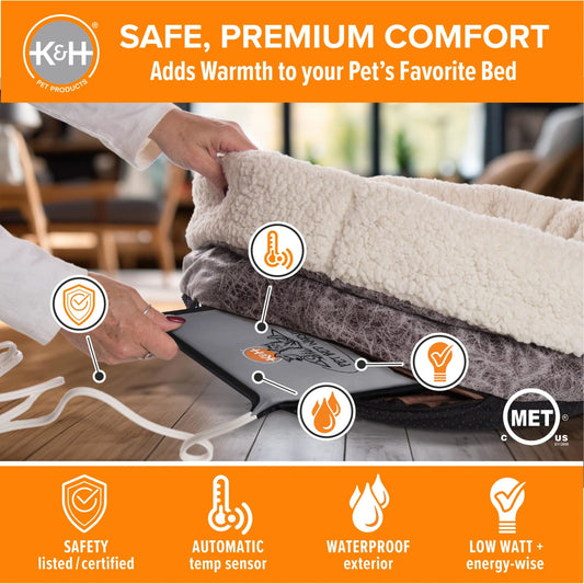 Pet Bed Warmer for Cats & Dogs Gray Medium 5.5 X 20 Inches