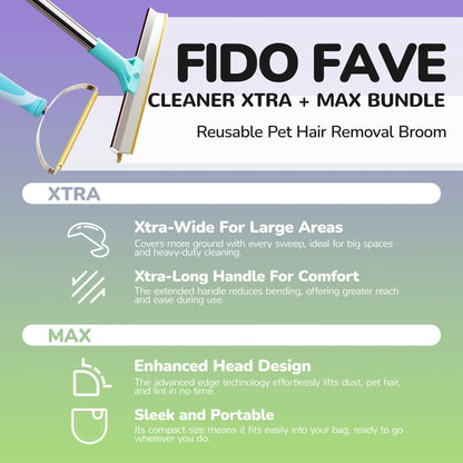 Xtra Max Pet Hair Remover Kit - Cleaning Tool for Pet Hair Removal, Blue, 2-Pack Carpet Rake Scraper