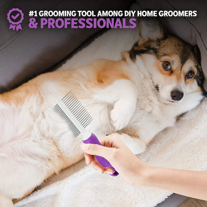 Double-Sided Stainless Steel Dog & Cat Pet Comb Grooming Hair Tool