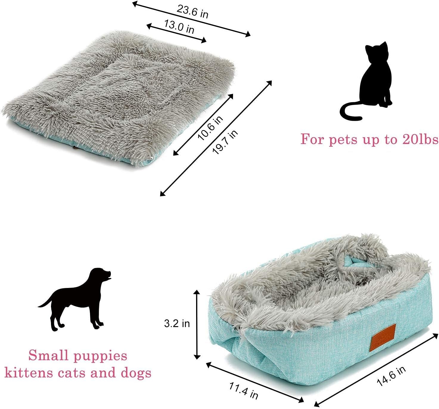 Cat Bed Self Warming, Foldable Self Heated Cat Mat with Removable Cover Heating Pad 24 X 20 Inch Extra Warm Thermal Pet Pad for Indoor Outdoor Cats, Non-Slip Bottom Washable Non Electric
