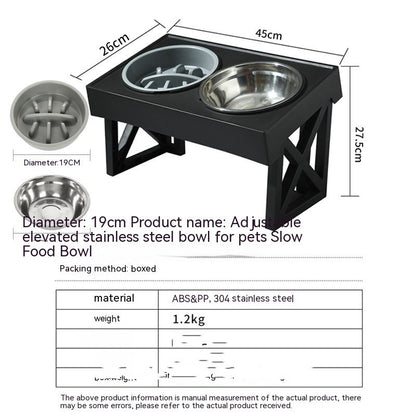 Pet Adjustable Elevated Stainless Steel Vertical Anti-choke Slow Food Dog Bowl