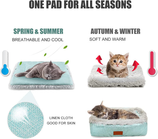 Cat Bed Self Warming, Foldable Self Heated Cat Mat with Removable Cover Heating Pad 24 X 20 Inch Extra Warm Thermal Pet Pad for Indoor Outdoor Cats, Non-Slip Bottom Washable Non Electric